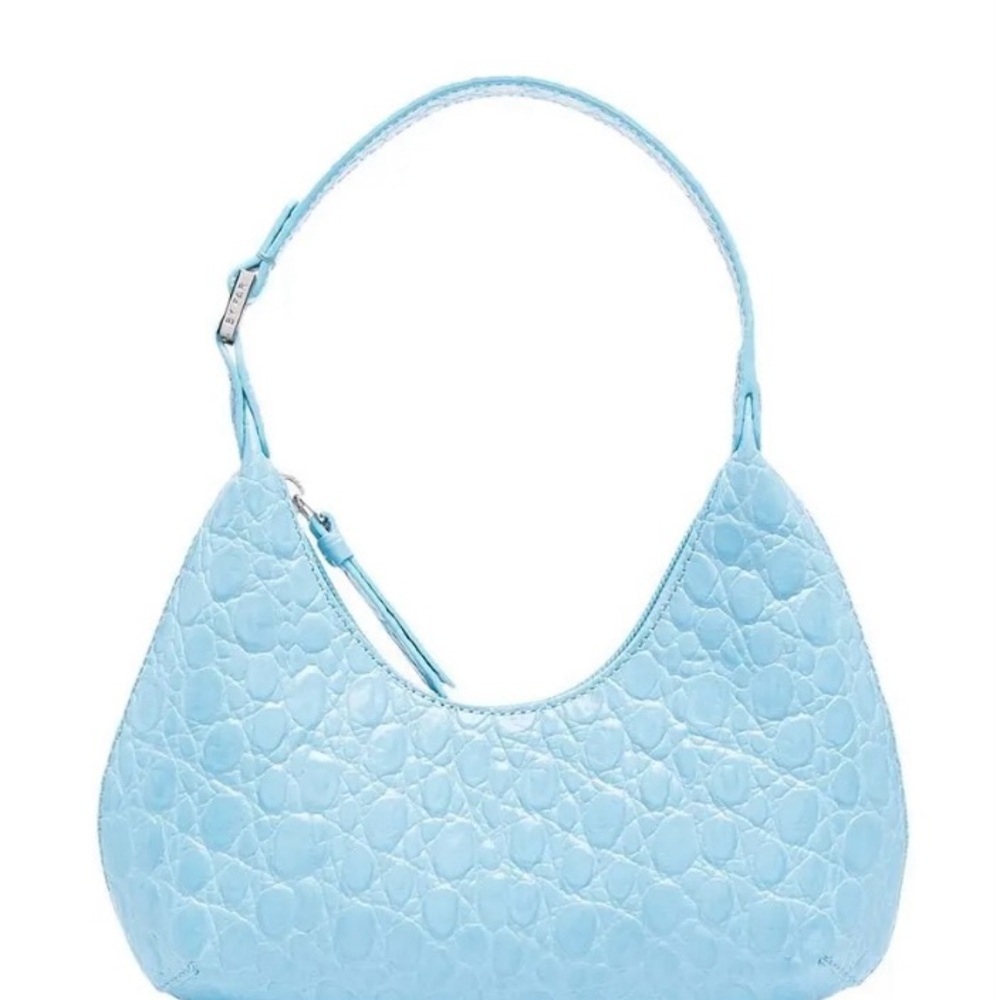 BY FAR Mini Amber crocodile light blue